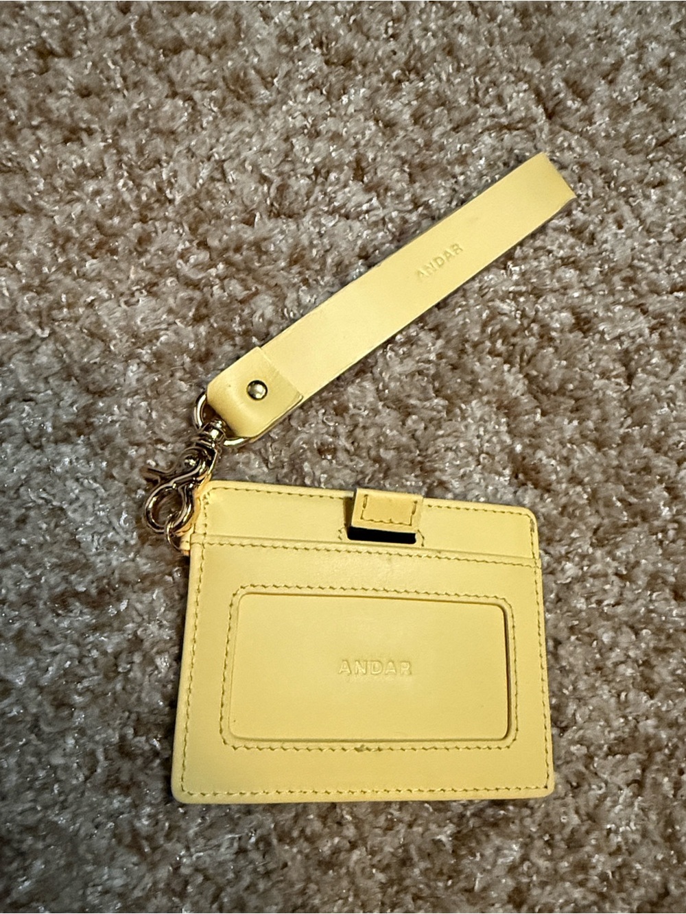 Andar Denner Yellow Leather Wristlet Card Holder with Strap